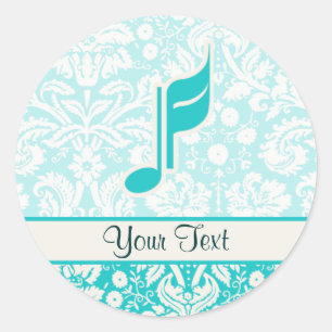 Sticker Rond Note de musique turquoise