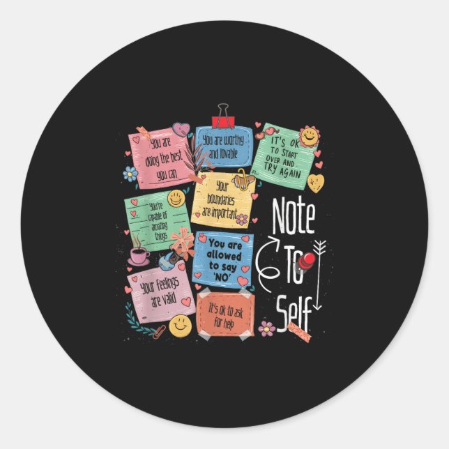 Sticker Rond Note Motivationnelle Pour L'Énergie Autopositive E (Devant)