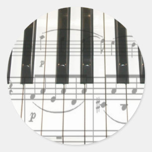 Sticker Rond Notes de clavier et de musique de piano