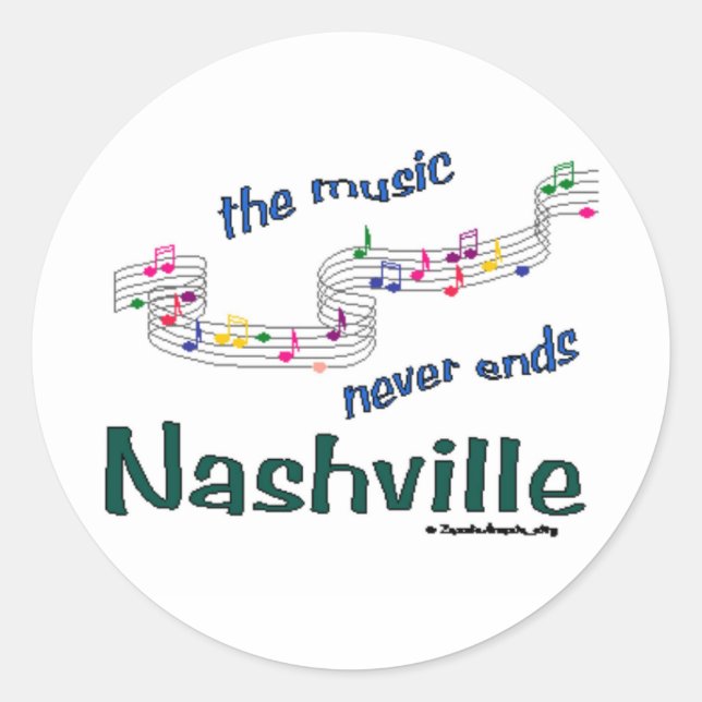 Sticker Rond Notes de musique de Nashville (Devant)