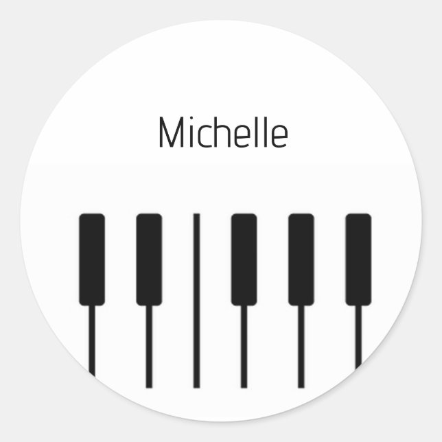 Sticker Rond Notes de musique et touches de piano noir et or (Devant)