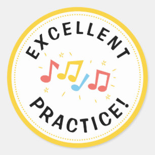Sticker Rond Notes de musique Récompense Excellent professeur d