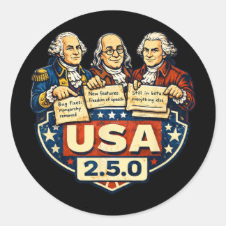 Sticker Rond Notes de patch Usa 2.5.0 Pères fondateurs Drôle