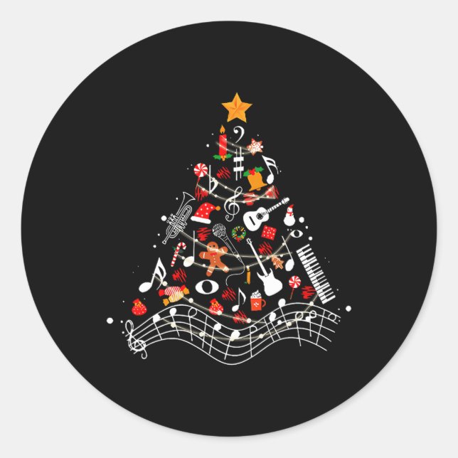 Sticker Rond Notes musicales Arbre de Noël Musical Enseignant M (Devant)