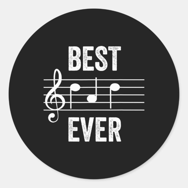 Sticker Rond Notes musicales de Best Dad Ever Funny Fête des pè (Devant)