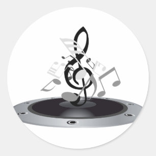 Sticker Rond Notes Musicales Sur Un Album