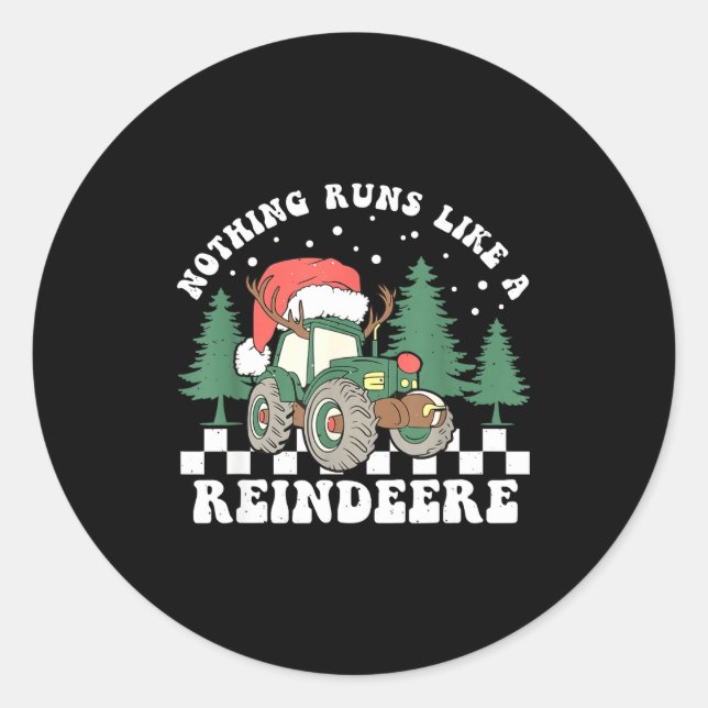 Sticker Rond Nothing Runs Like A Reindeer Funny Christmas Famil (Devant)