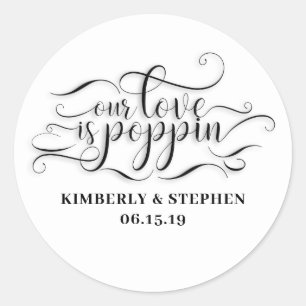 Sticker Rond Notre Amour Est Poppin Mariage