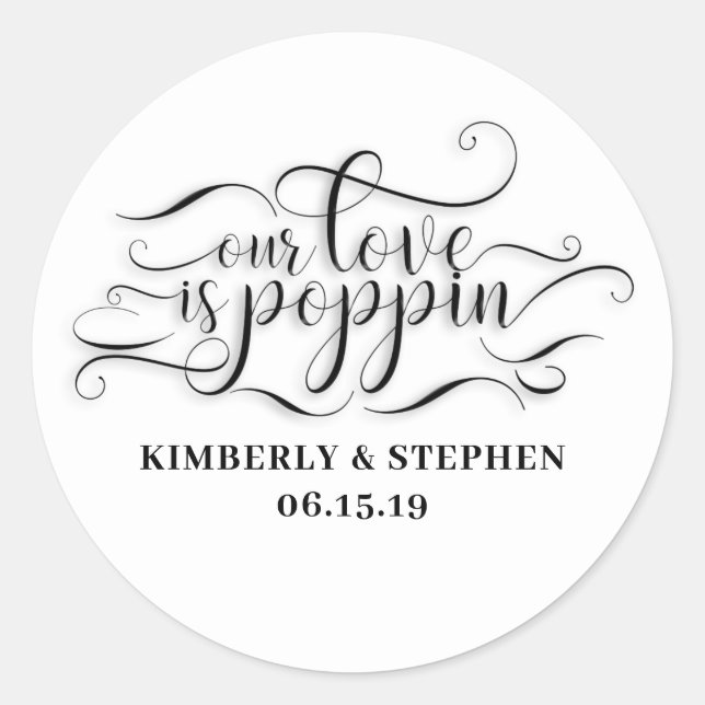 Sticker Rond Notre Amour Est Poppin Mariage (Devant)