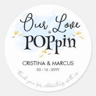 Sticker Rond Notre Amour Explose du Popcorn