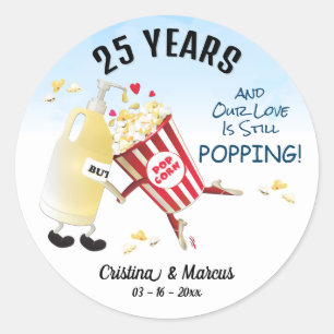Sticker Rond Notre Amour Fait Pétiller du Popcorn