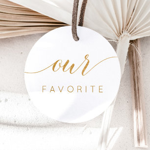 Sticker Rond Notre cadeau favori faux or calligraphique 