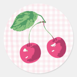 Sticker Rond "Notre cerise douce" Anniversaire rose et vert
