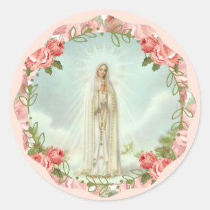Sticker Rond Notre-Dame de Fatima Roses roses roses