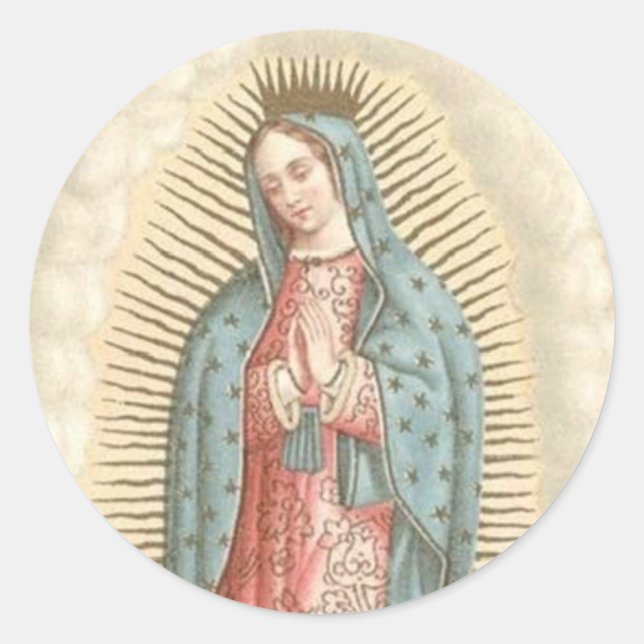 Sticker Rond Notre-Dame de Guadalupe Catholique Mexique Religie (Devant)