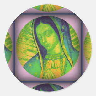 STICKER ROND NOTRE DAME DE GUADALUPE PRIE POUR NOUS