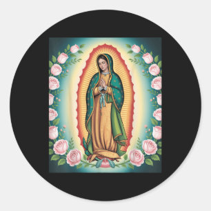Sticker Rond Notre Dame De Guadalupe Sant Marie Dos Imprimé Chr