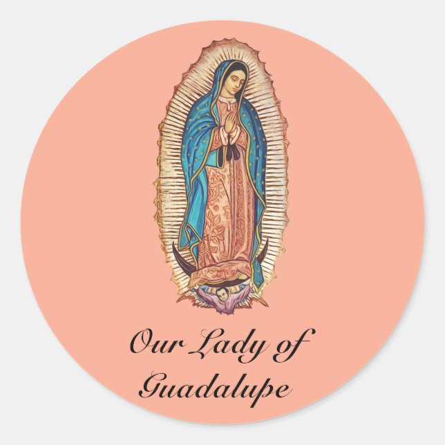Sticker Rond Notre-Dame de Guadalupe Tilma d'Art Fin (Devant)