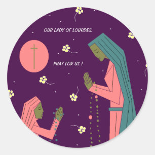 STICKER ROND NOTRE DAME DE LOURDES PRIE POUR NOUS !