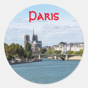 Sticker Rond Notre Dame de Paris vue depuis le Pont d'Austerlit