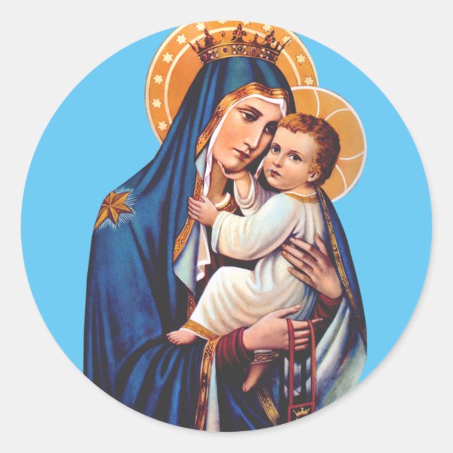 Sticker Rond Notre-Dame du Mont-Carmel Art dévotionnel (Devant)