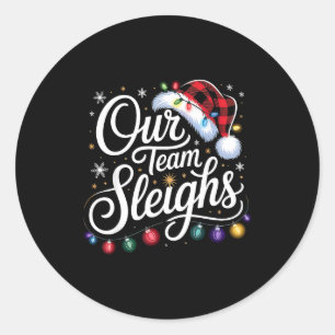 Sticker Rond Notre équipe dévale les lumières de Noël Chapeau r