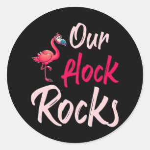 Sticker Rond Notre Flamant rose Flock Rocks