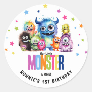 Sticker Rond Notre Little Monster 1er anniversaire