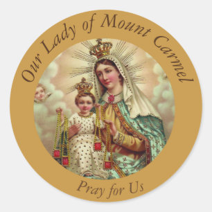 Sticker Rond Notre Madame de bébé Jésus du mont Carmel omopl