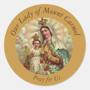 Sticker Rond Notre Madame de bébé Jésus du mont Carmel omoplate
