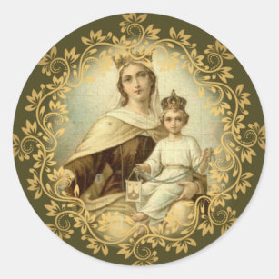 Sticker Rond Notre Madame de bébé Jésus du mont Carmel omoplate