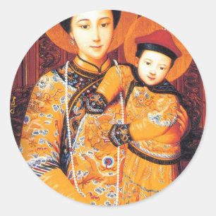 Sticker Rond Notre Madame de Vierge Marie chinois de la Chine
