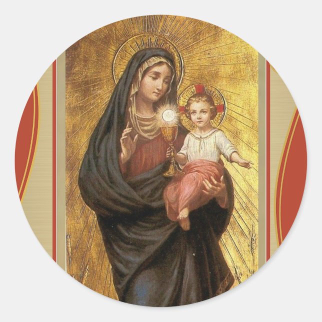Sticker Rond "Notre Madame du sacrement béni avec le bébé Jésus (Devant)