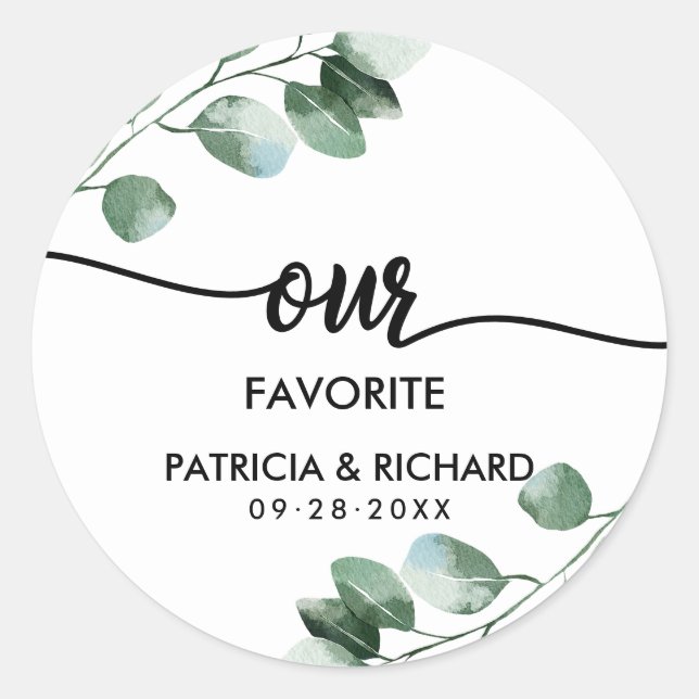 Sticker Rond Notre mariage préféré de verdure (Devant)