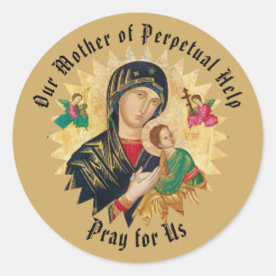 Sticker Rond Notre mère d'aide perpétuelle avec le bébé Jé