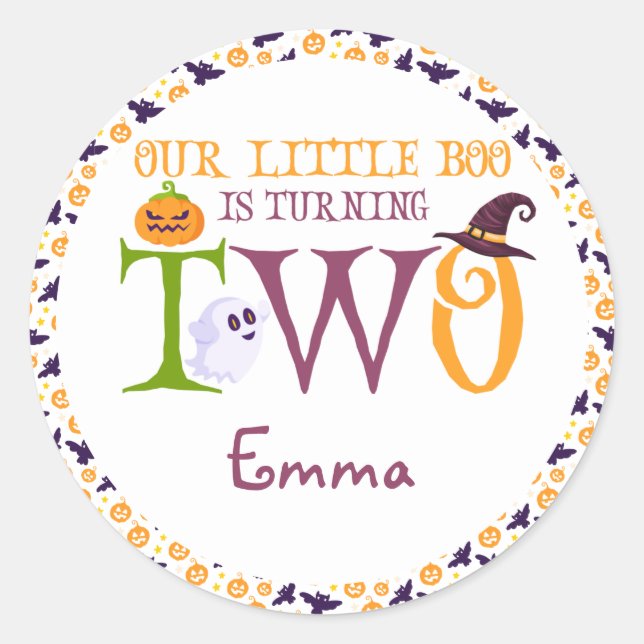 Sticker Rond Notre Petit Boo Turner Deux, Halloween 2e Annivers (Devant)