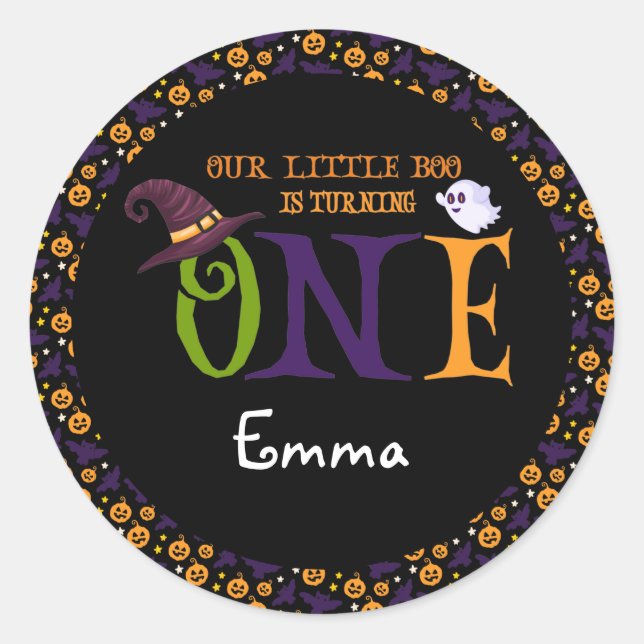 Sticker Rond Notre Petit Boo Turner Un, Halloween 1Er Anniversa (Devant)