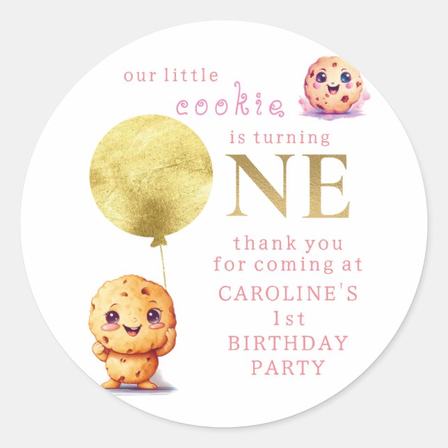 Sticker Rond Notre Petit Cookie Tourne Un Mignet 1Er Anniversai (Devant)