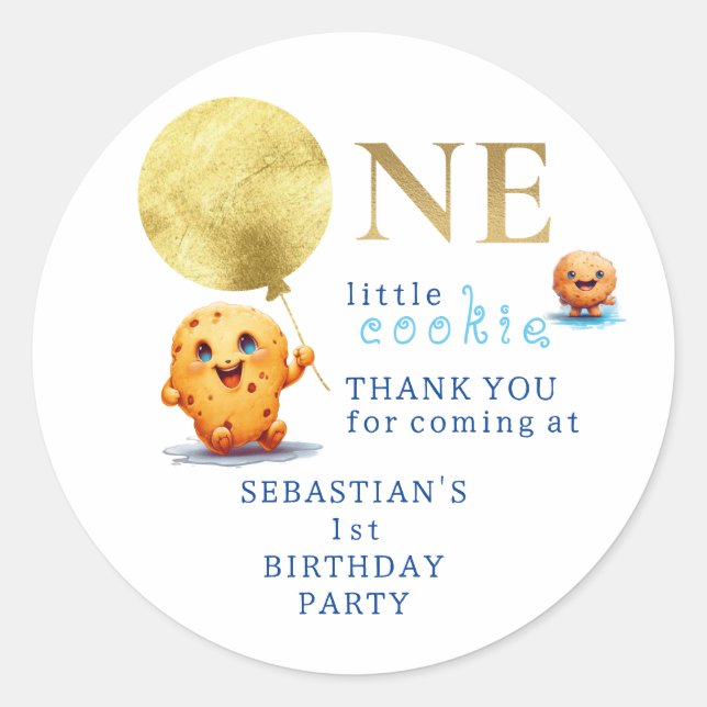 Sticker Rond Notre Petit Cookie Tourne Un Mignet 1Er Anniversai (Devant)