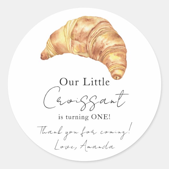 Sticker Rond Notre petit Croissant 1er Merci d'anniversaire (Devant)