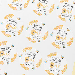 Sticker Rond Notre petit miel   Photo du premier anniversaire