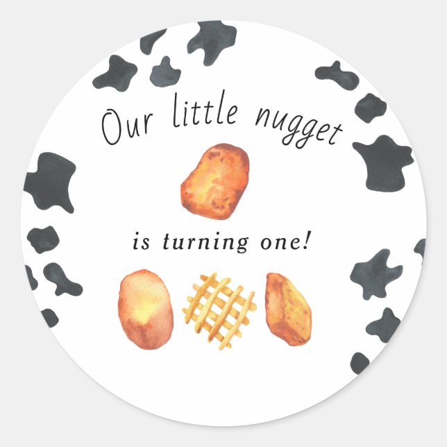 Sticker Rond Notre Petit Nugget devient un Anniversaire de enfa (Devant)