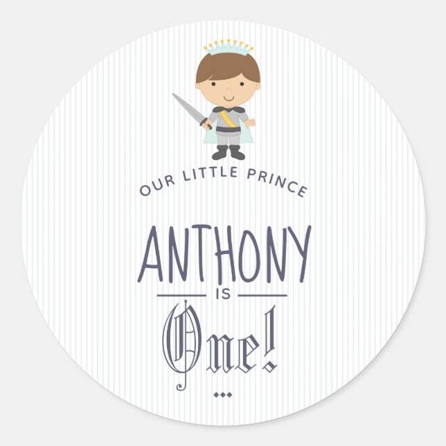 Sticker Rond Notre petit prince garçon fête d'anniversaire (Devant)