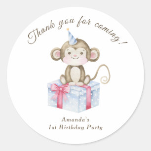 Sticker Rond Notre petit singe Premier anniversaire Merci