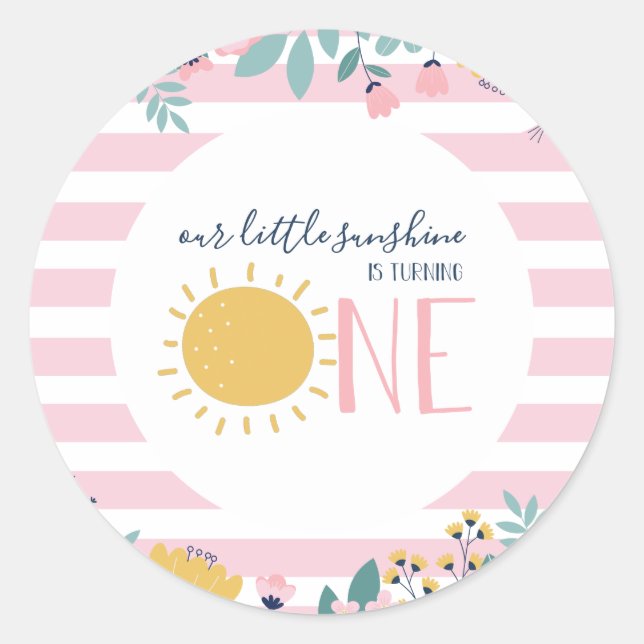 Sticker Rond Notre Petit Soleil Floral, Pink Striday Anniversai (Devant)