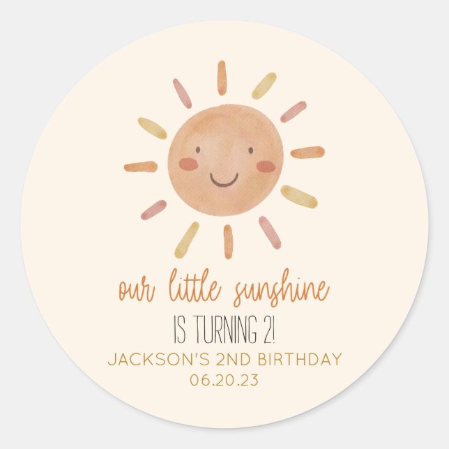 Sticker Rond Notre Petit Soleil Jaune Jaune Anniversaire (Devant)