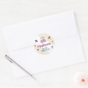 Sticker Rond Notre petite baby shower champignon