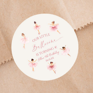 Sticker Rond Notre petite Ballerina Rose Ballet Anniversaire