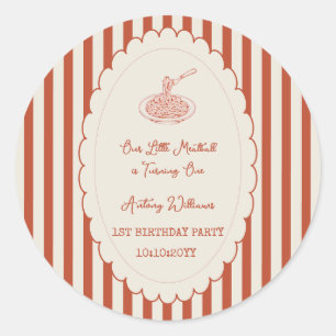 Sticker Rond Notre petite boulette de viande fête son premier a