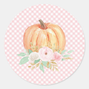 Sticker Rond Notre petite citrouille florale premier anniversai
